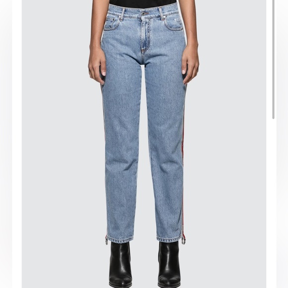 MSGM RIBBED MSGM LOGO LIGHT BLUE WASHED JEANS SIZE 24 - Picture 3 of 12